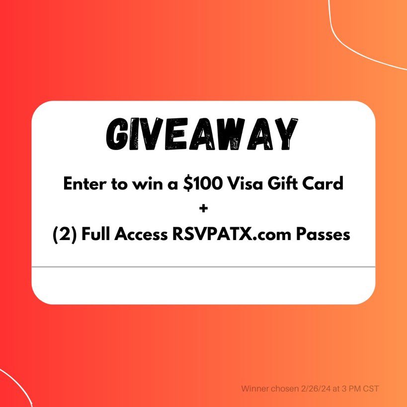 concertleaks's tweet photo. 🚨GIVEAWAY🚨

for a chance to win a $100 visa gift card AND two @RSVPATX accounts for #SXSW

• retweet 
• follow @concertleaks + @RSVPATX 

winner will be picked on 2/26

more info + a #sxsw2024 guide can be found below. 
https://t.co/zMbZ7GCZQv https://t.co/YlQuMvjTd0