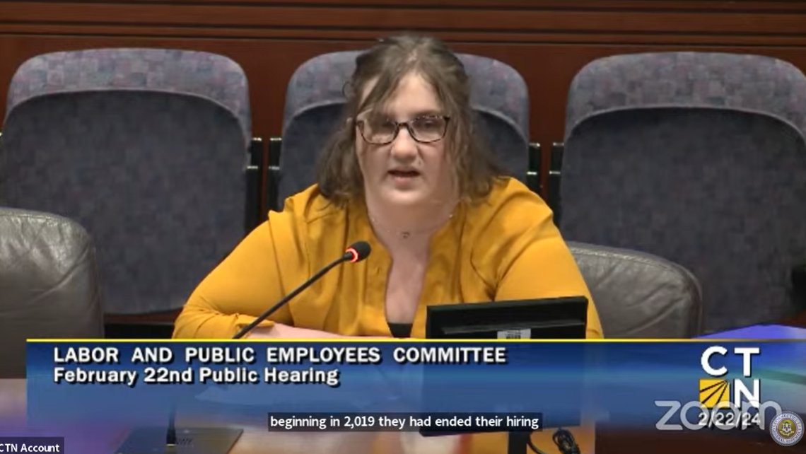 'Providing workers with UI while striking allows us to have more control of our working conditions. No one deserves to be underpaid, work in unsafe conditions, go without healthcare' –@MachinistsUnion Local 700 Steward Kylie McCarthy testifying in support of #UIforStrikingWorkers