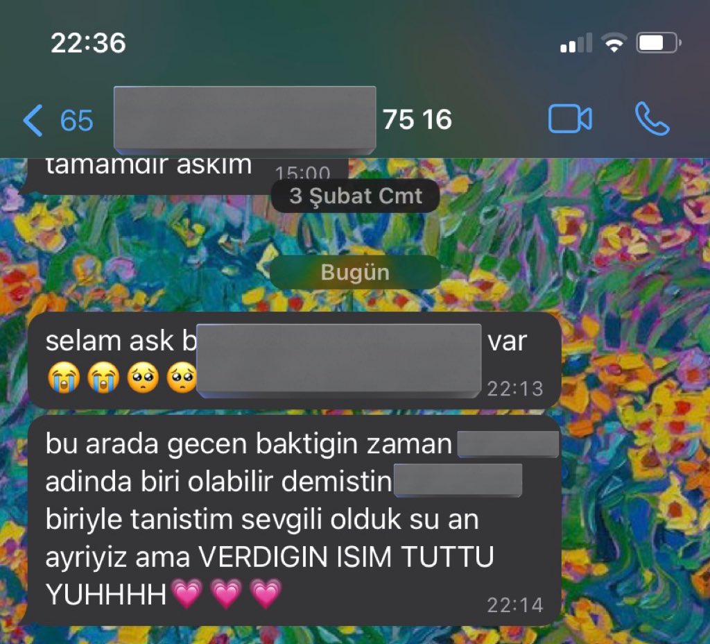 önceki açılımda tanışacağı kişinin ismini vermişim sevgili olmuşlar🖤 bana gelen isim verme perileriiii🙌🏻