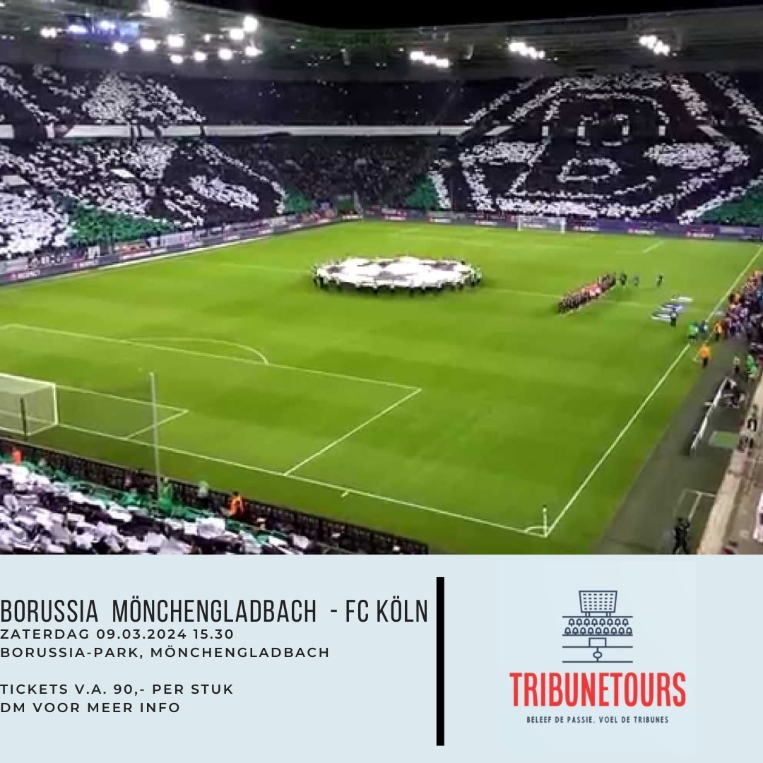 Rheinderby!
🇩🇪 Borussia Mönchengladbach- FC Köln
📍 09.03.2024 15.30
🏟 Borussia-Park, Mönchengladbach
🎟 V.a. €90,- per stuk 

DM of mail naar info@tribunetours.nl voor info!

#borussiamönchengladbach #fckoeln #rheinderby #borussiapark #bundesliga