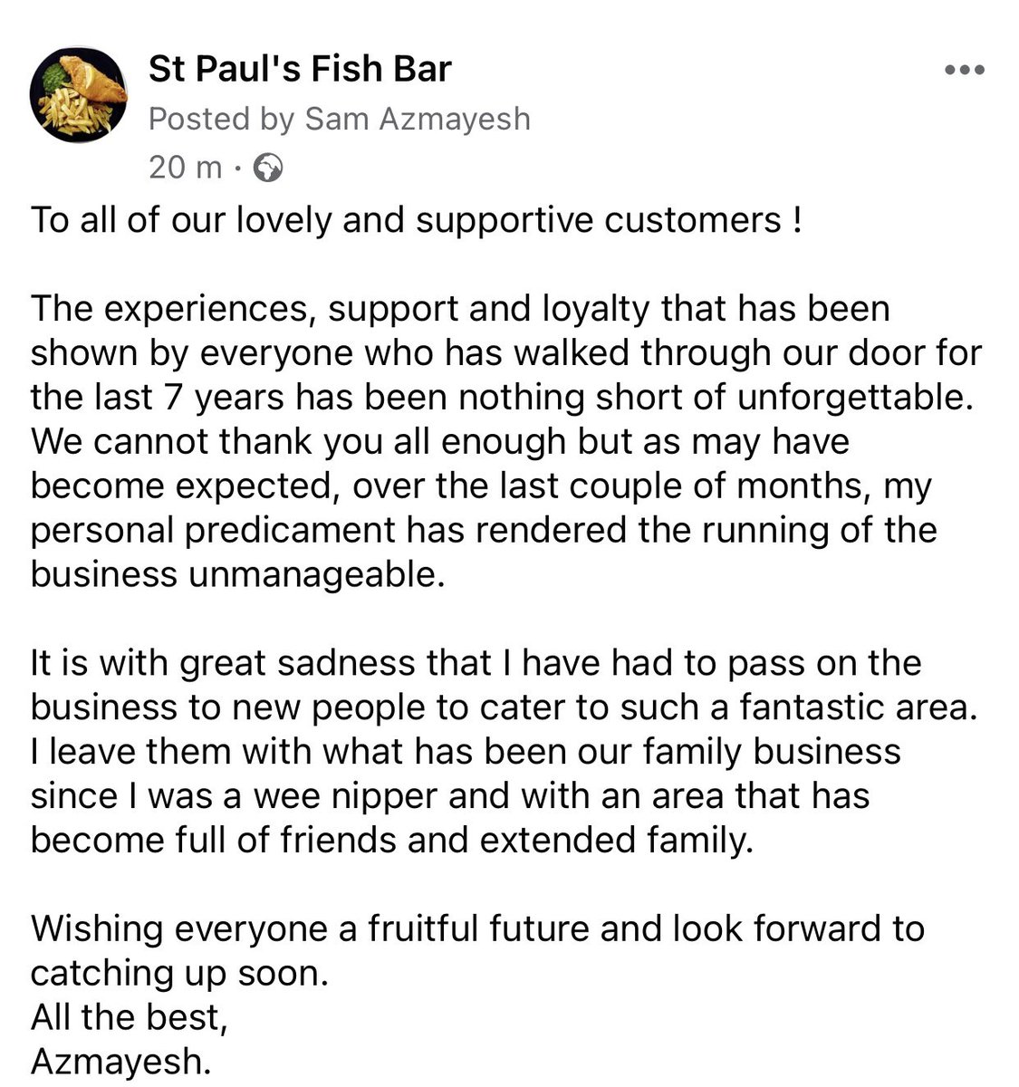 St Paul's Fish Bar tweet media