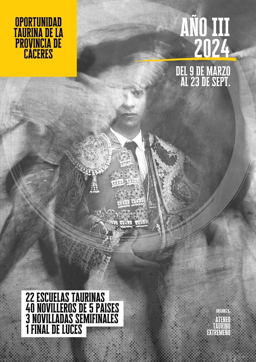 👏 Proyectos así son tremendamente importantes.

En breve arranca una nueva edición del certamen ‘La Oportunidad Taurina de la provincia de Cáceres’ para becerristas y novilleros sin picadores.

¡Seguro que muy pronto veremos a algunos de esos novilleros en la Liga Nacional de