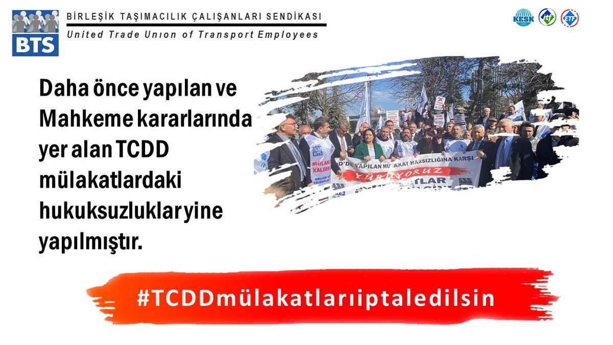 btsistanbul's tweet photo. Daha önce yapılan ve mahkeme kararlarında yer alan TCDD mülakatlarındaki hukuksuzluklar yine yapılmıştır.
#TCDDmülakatlarıiptaledilsin #torpilinaracımülakatlarkaldırılsın
@BTSGENELMERKEZ
@tcbestepe  @tccbiko  @UABakanligi  @a_uraloglu  @csgbakanligi  @h_pezuk @TCDDemiryollari https://t.co/urO4hq6NKg