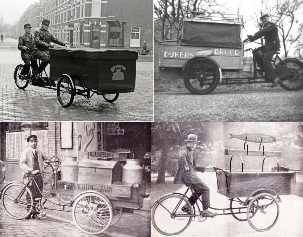 Before people had the audacity to take up valuable road space from cars by riding cargo bikes, there were these, er, cargo bikes