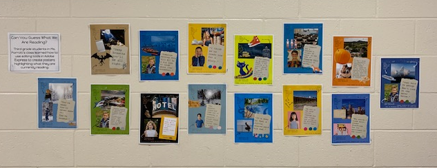 3rd graders did a great job with their 'Guess My Book' posters. We found finding the quote to be the most challenging part of the activity but we got some good ones. The challenge link - adobe.ly/49Dmdeq @RebeccaLouHare @MrsBongiornoEdu @adobeforedu #AdobeEduCreative