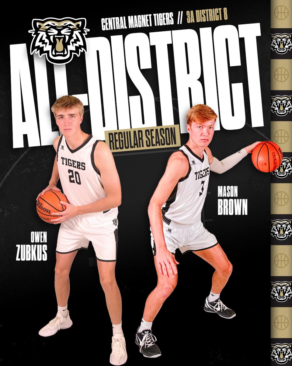 🏆 HARDWARE TIME! 🏆 Congratulations to Mason Brown and Owen Zubkus for being named to the season 3A District 8 All-District Team! 🐯🏀