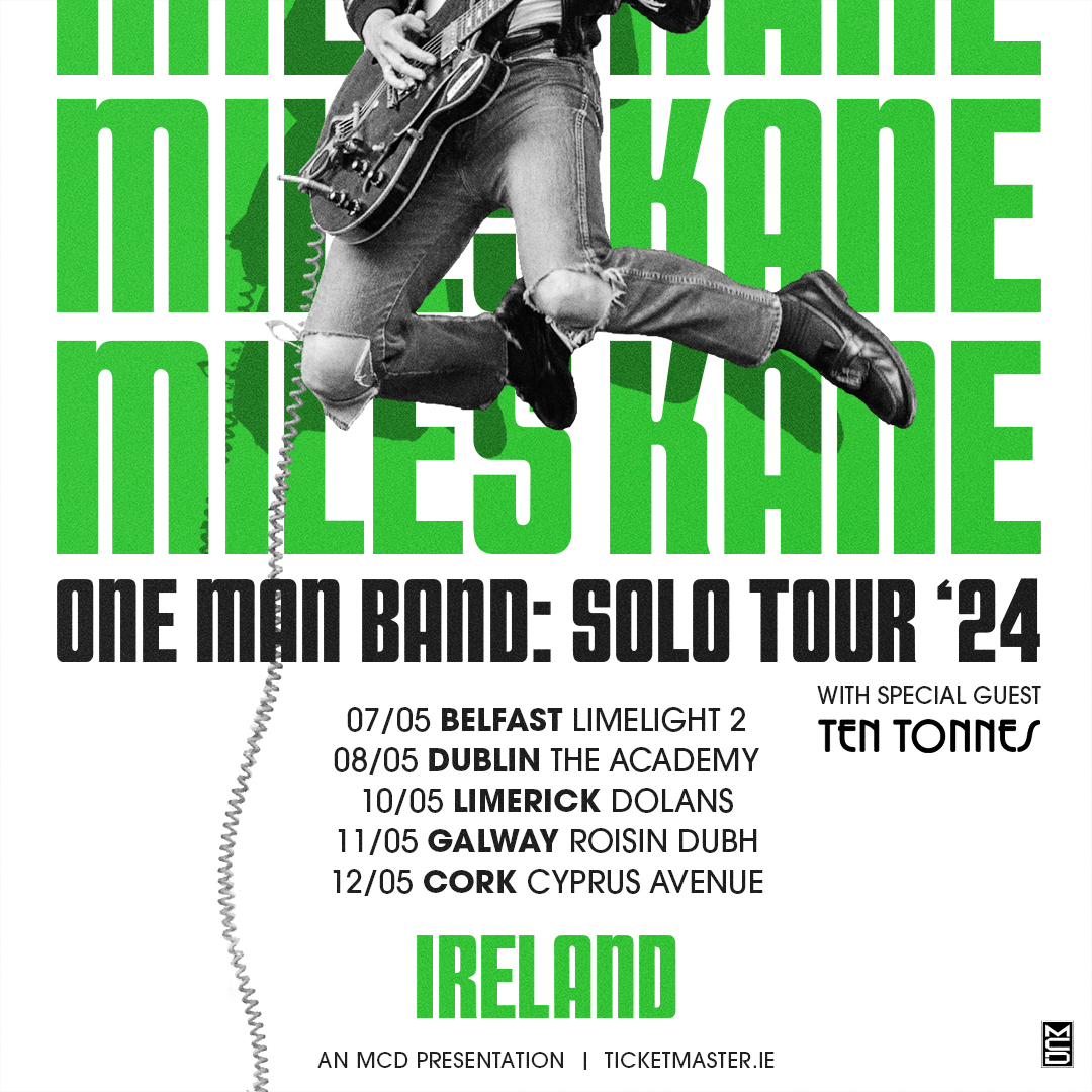 So excited to have @ten_tonnes joining me in Ireland too for my one man band shows. The first shows kick off next week in Lisbon and I can’t wait to play for you all, grab the last couple tickets from the link below x @julierommelaere on the boss pic x lnkfi.re/MilesKane2024