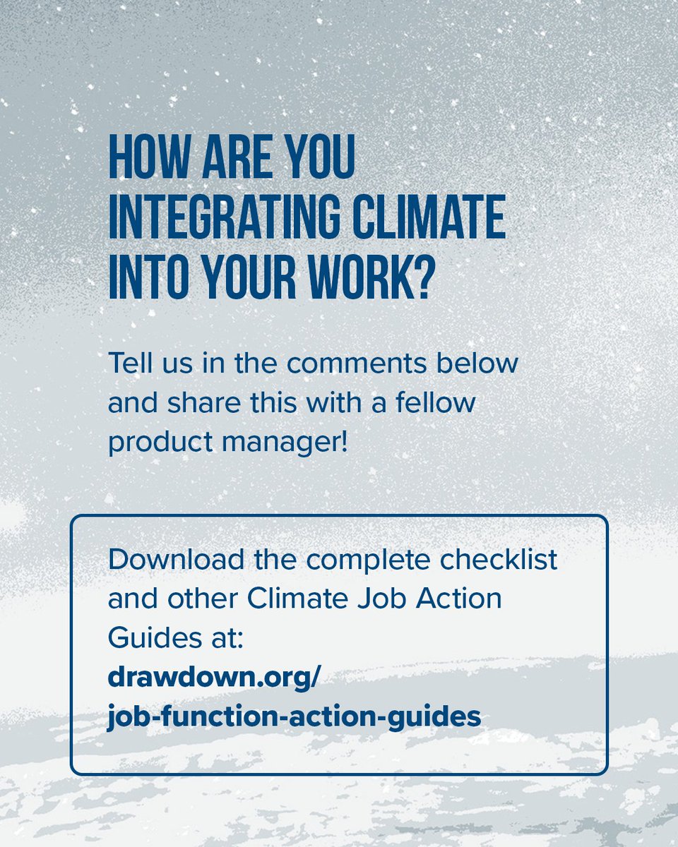ProjectDrawdown's tweet photo. Here are a few of our favorite tips for Product Managers from the newest addition of "Your Job is a Climate Job" series! 

To see the complete checklist, check out: https://t.co/84q0ubho2s

#projectdrawdown #climatejobs #greenjobs #pm #productmanager #drawdownlabs https://t.co/izpeVibf0H