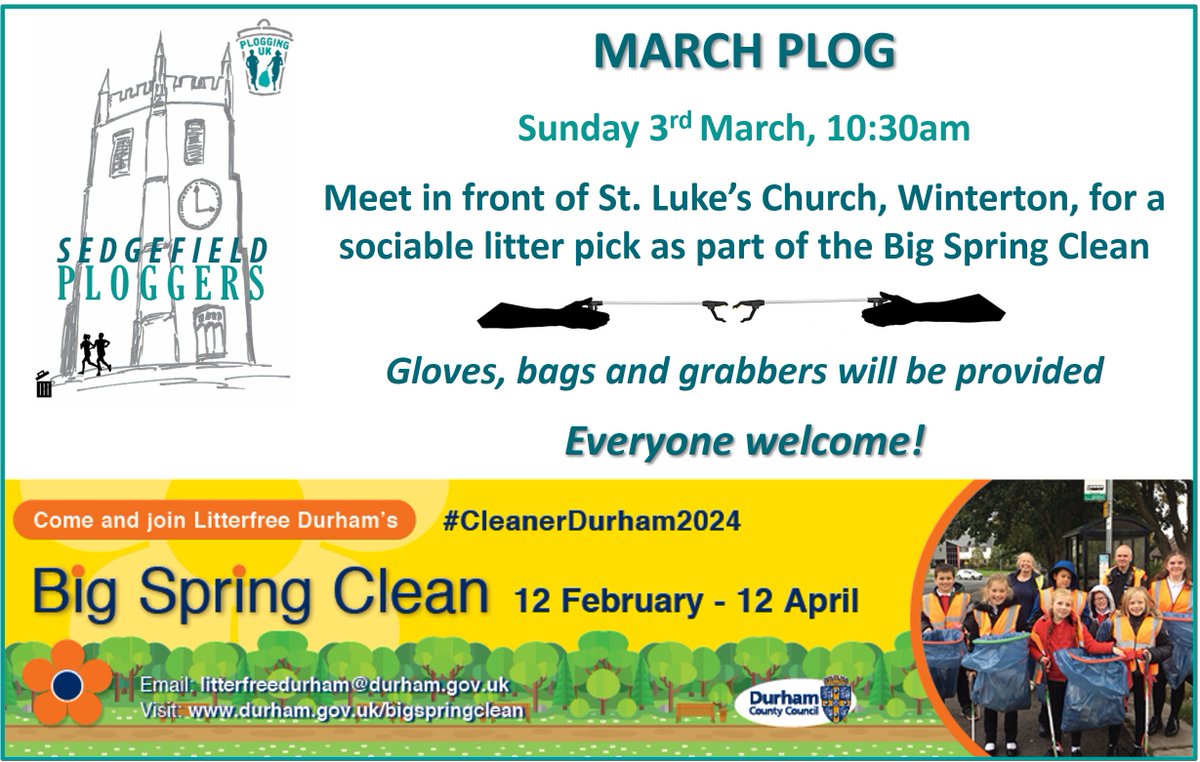 It's nearly time for our next plog and we certainly won't be alone in our community litter picking activities over the next couple of months! 😃 #cleanerdurham2024