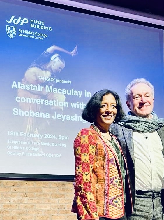 A wonderful evening discussing Indian dance and its history with international critic and writer Alastair Macaulay as part of the brilliant @dansox_sthilda at @hilda_beastoxf, University of Oxford.