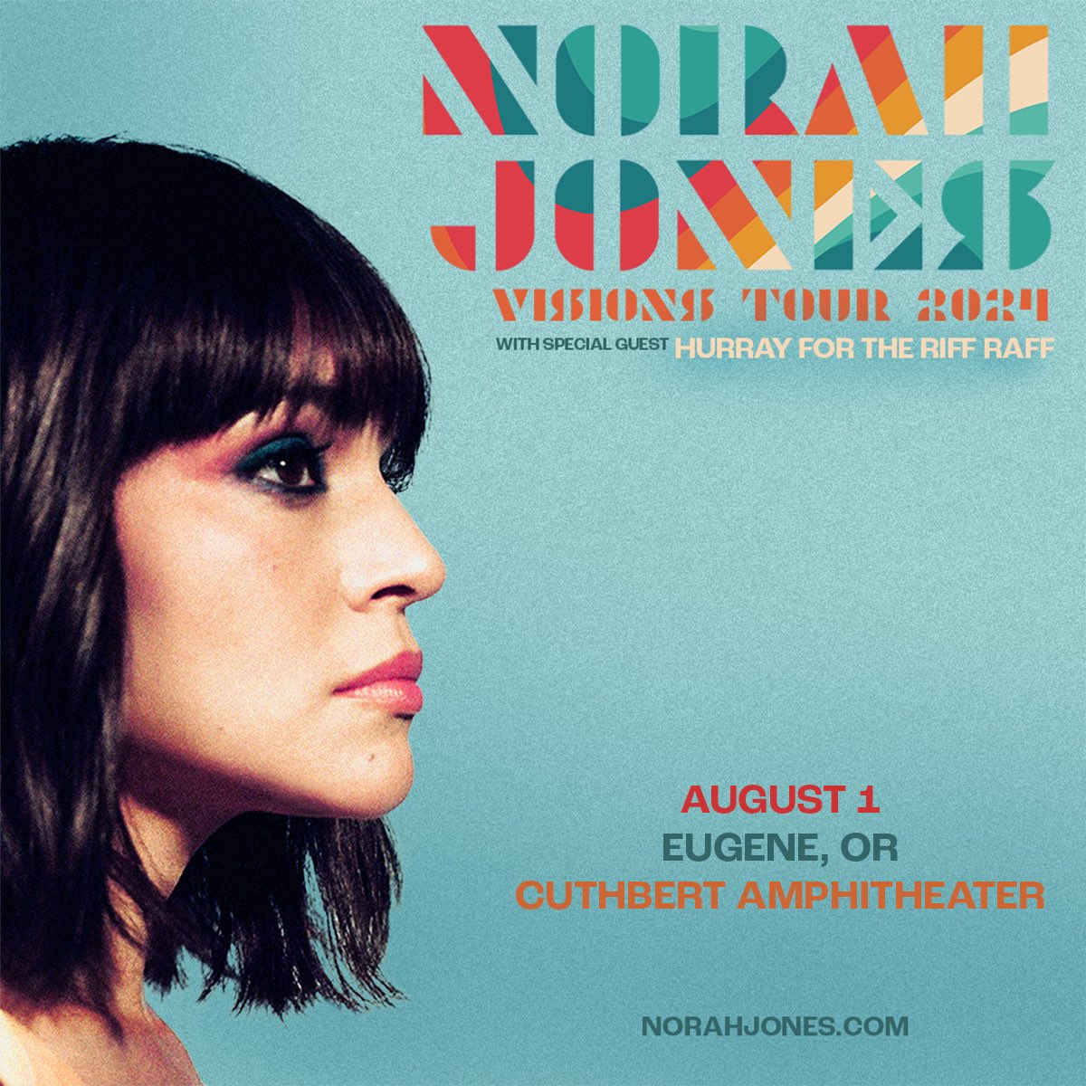 Just announced 📣 <a href="/NorahJones/">Norah Jones</a> hits <a href="/CuthbertAmp/">CuthbertAmphitheater</a> in Eugene for her *ONLY* Oregon show this summer! Hurray for the Riff Raff (<a href="/HFTRR/">hurray for the riff raff</a>) opens!

Local Presale: Thu. 2/29 @ 10am (codes = 2TEE, MAMMOTH, or KESEY)
Public On-Sale: Fri. 3/1 @ 10am 

🎫: bit.ly/cuthbertNJ24