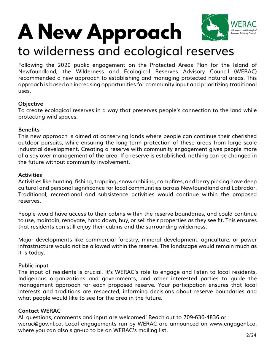 Got questions about WERAC and proposed protected areas? Send us a message, email werac@gov.nl.ca, or call 709-636-4836 for a chat.