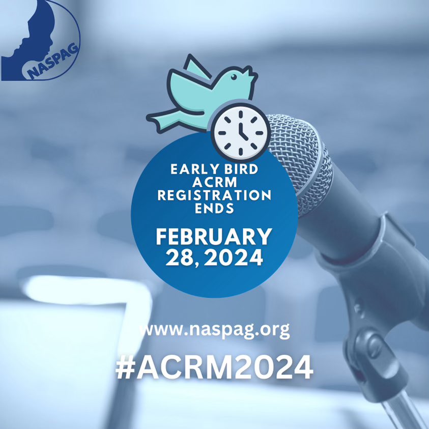 The 38th Annual NASPAG ACRM takes place April 4-6th. Don't forget, early bird registration ends 2/28. Clink the link in bio to secure your spot today! @pedsendocrinesociety @pedialink @sahmtweets @aagljmig @greenjrnl @ASRM_org @AAGL @FMIGS1
