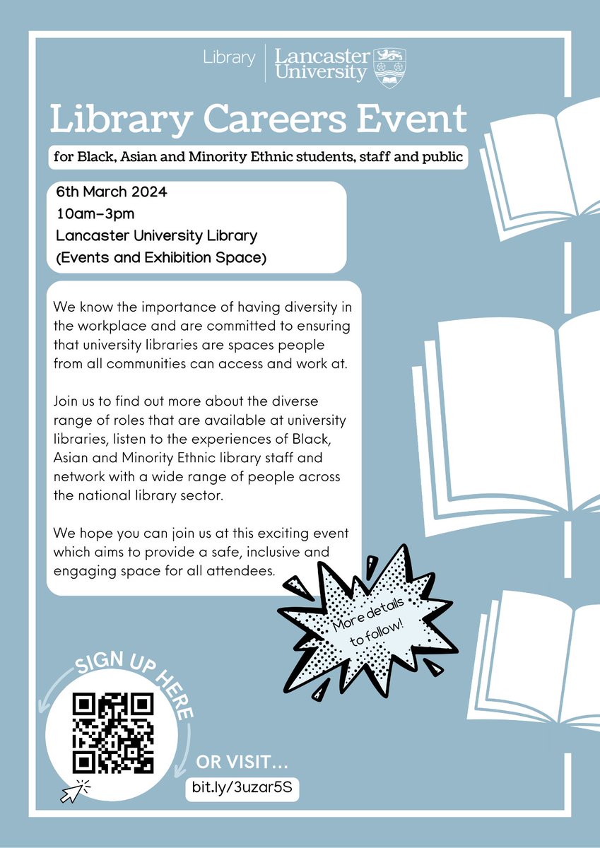 All welcome to this careers event @LancasterUniLib