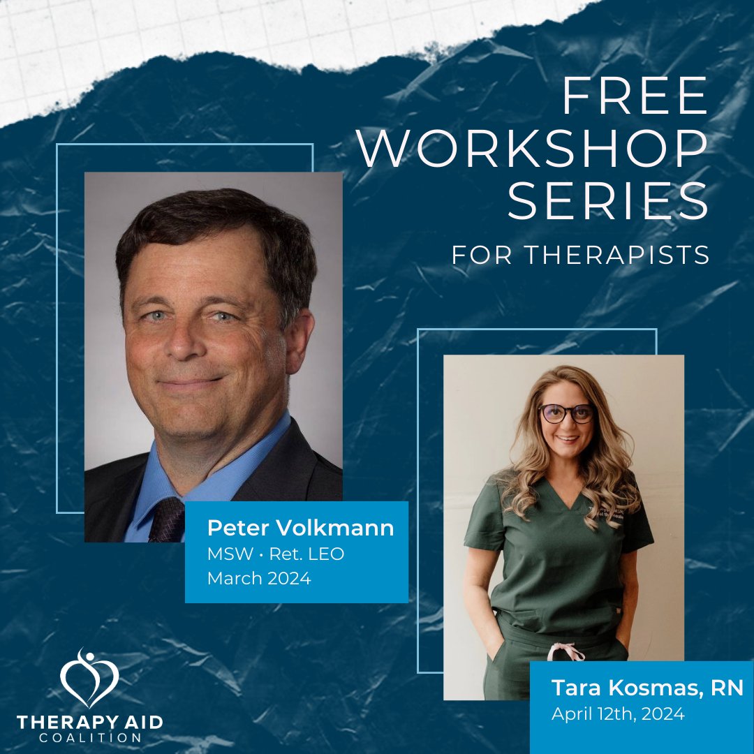 Upcoming FREE spring webinars for therapists!  March: Pete Volkmann, MSW, retired law enforcement on the importance of hope withing responder mental health.  April 12: Tara Kosmas, RN, on cultivating a deeper understanding of nurse mental wellness.  Link in insta bio to register