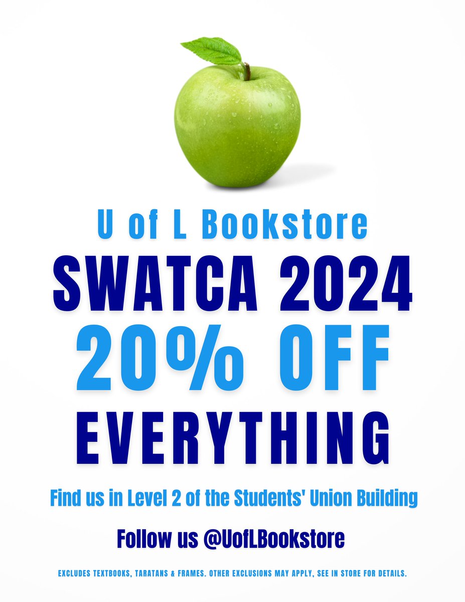 Psst! 20% off EVERYTHING* at the Bookstore! @SWATCA @albertateachers @uLethbridge @ULethbridgeEdu #SWATCA2024 #MoreBooksPlease