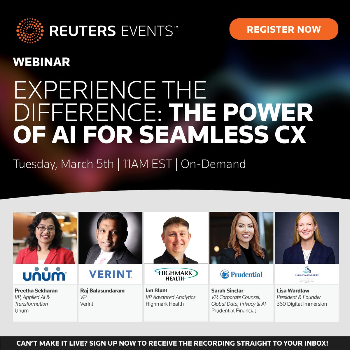 🤖 Join our next webinar on March 5 at 11am EST as we dive into the power of AI for seamless CX, with experts from Unum, Prudential, Highmark Health and Verint – sign up for free here and get the recording if you can’t make it live: ➡️ events.reutersevents.com/insurance/aian…