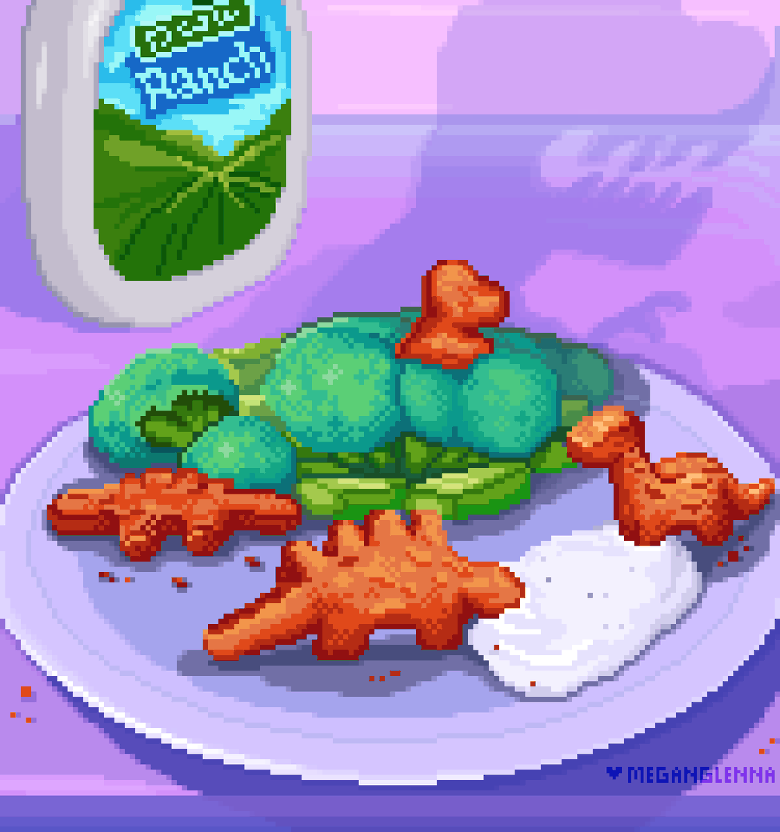 meganglenna's tweet photo. just a still life of a gourmet meal 🦕🥦🦖🥦 #pixelart https://t.co/q1fVBlqRr4