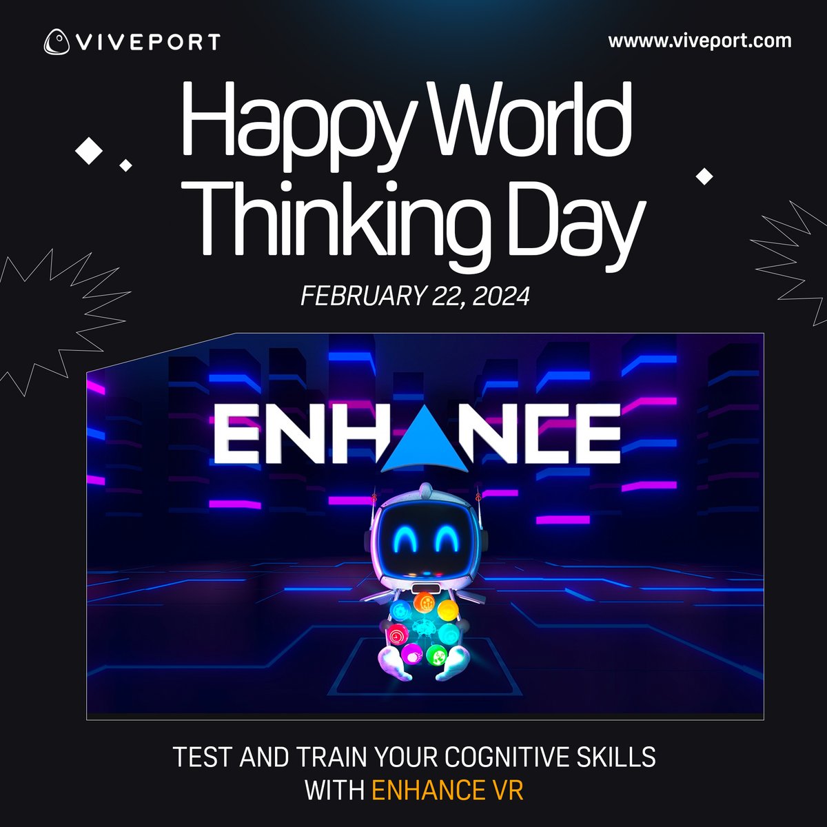 Train your brain in VR on #WorldThinkingDay! 🧠 Enhance VR offers a daily brain training workout of short, fun, and intense games designed by neuroscientists to test and train your cognitive skills. Try it for free now on VIVEPORT: viveport.com/apps/1bfbf7c4-…