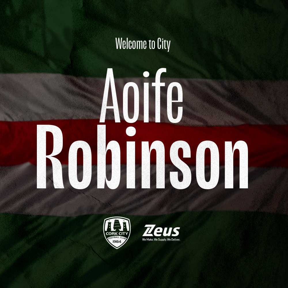 CorkCityFCWomen's tweet photo. 𝗪𝗲𝗹𝗰𝗼𝗺𝗲, 𝗔𝗼𝗶𝗳𝗲! 👋🏼

We are delighted to announce the signing of Aoife Robinson ✍🏼

Welcome to City! 💚

#CCFC84 || #WLOI https://t.co/355wmZL4F8