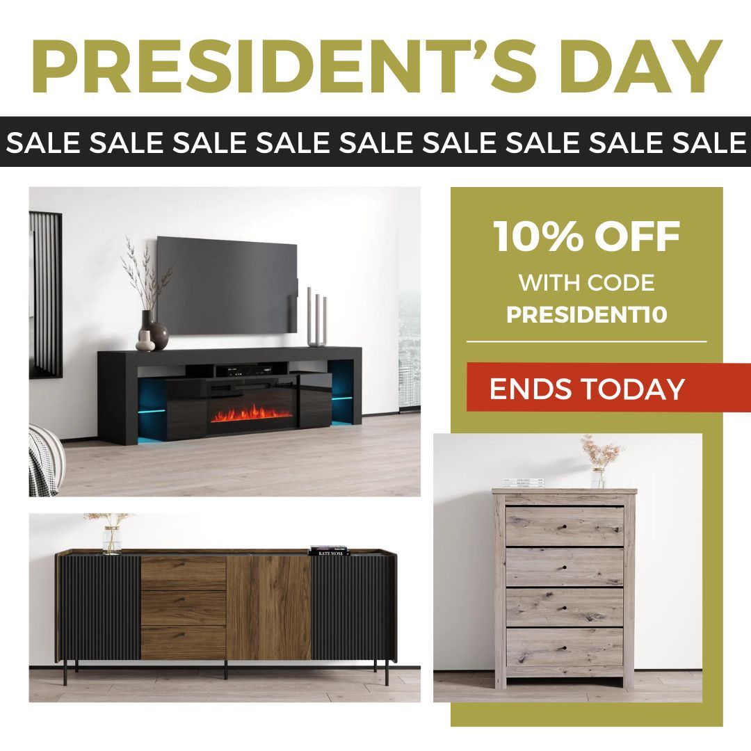 Last chance to get 10% off your purchase with our President's Day Sale. Offer ends today.

#furnituresale
#presidentsday
#furnituredeal