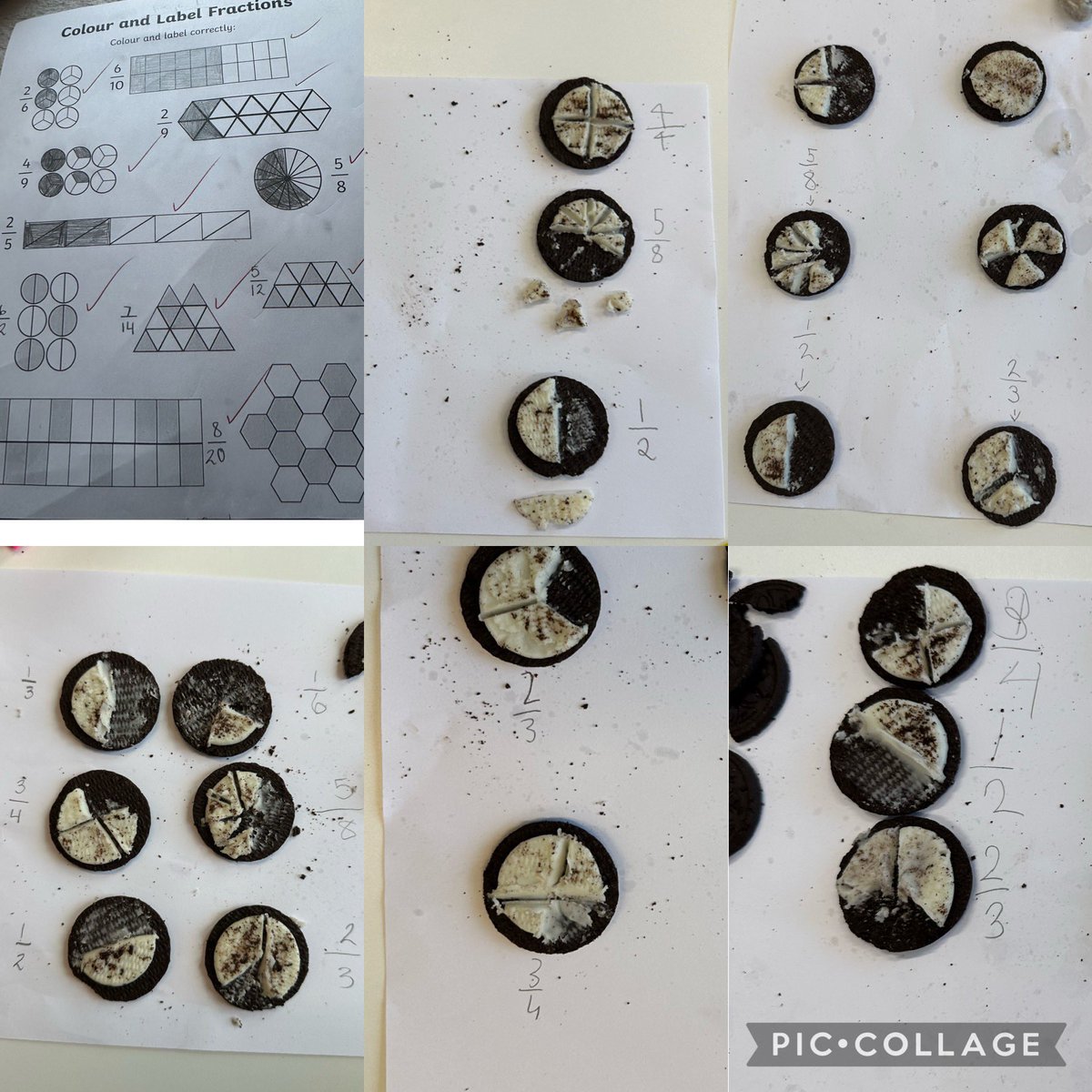 mrleitchprimary's tweet photo. Fraction Oreo’s 🍪
Today, P7M investigated representations of fractions using the cream in Oreo’s. The learners were given 4 fractions to show using the Oreo’s and were then allowed to choose 2 fractions of their own. What a delicious way to learn 🙂🤤 #UWSBAEd #Primaryteacher https://t.co/bzk9ns9666