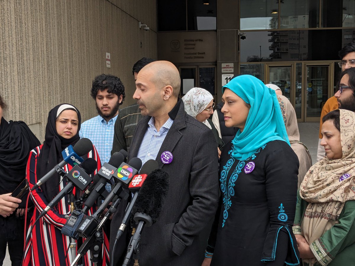 Members of the Afzaal family are speaking outside the London courthouse post Nathaniel Veltman's sentencing.