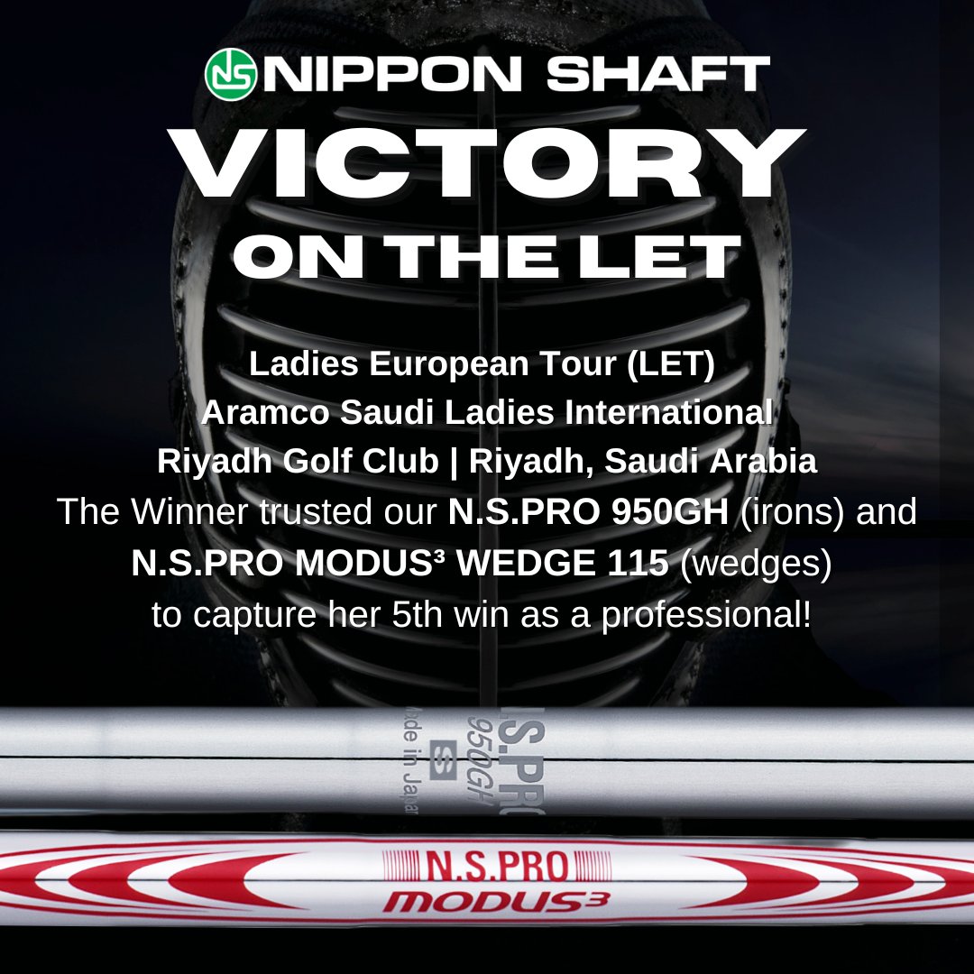 ⛳️🏆 Nippon Shaft VICTORIOUS on the Ladies European Tour! The Winner trusted our N.S.PRO 950GH (irons) and N.S.PRO MODUS³ Wedge (wedges) shafts to capture her 5th win as a professional! ⛳️🏆 #nipponshaft #golf #modus #nspro #golfshafts #madeinjapan