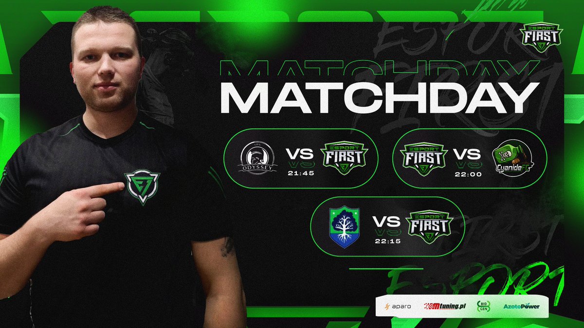 Esport First (@esportfirst1) on Twitter photo Przed nami wieczór z <a href="/OfficialVPG/">Virtual Pro Gaming</a> EU, liczymy na dobrą grę i komplet punktów 💪
1️⃣ 21:45 - Odyssey
2️⃣ 22:00 - Cyanide FC
3️⃣ 22:15 - FC Drwale
🤍💚
#bornforesports
#jazdaesportfirst Przed nami wieczór z <a href="/OfficialVPG/">Virtual Pro Gaming</a> EU, liczymy na dobrą grę i komplet punktów 💪
1️⃣ 21:45 - Odyssey
2️⃣ 22:00 - Cyanide FC
3️⃣ 22:15 - FC Drwale
🤍💚
#bornforesports
#jazdaesportfirst