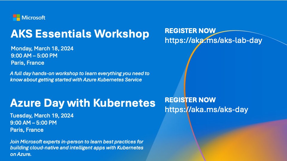 chzbrgr71's tweet photo. The AKS Team will be at KubeCon Europe! We now have TWO pre-event days planned: 

The Essentials Workshop is targeted at beginners.  https://t.co/M1rVFYhVtG

The Azure Day is a full day of new and in depth content on Azure and cloud native technologies. https://t.co/oO3BqQb790 https://t.co/brYRzblTC1