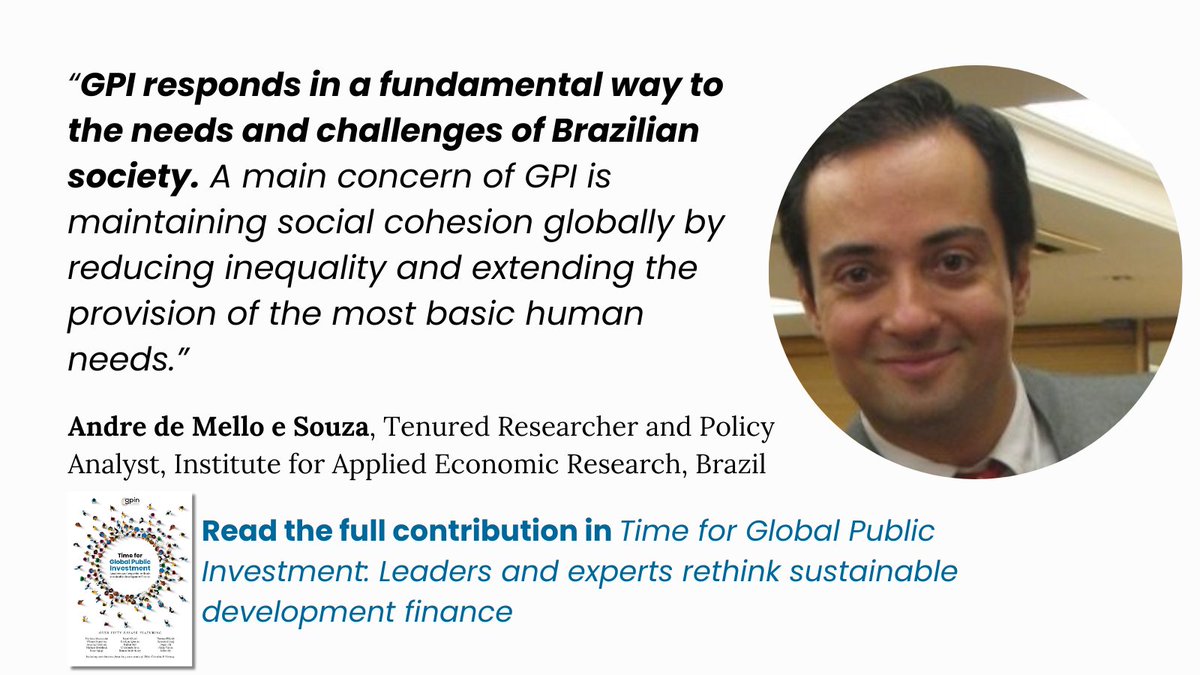 With the G20 Presidency in Brazil, we look for ways to connect the needs of the Brazilian people to the tools Global Public Investment can offer, especially as we aim to reduce poverty and inequality. @A_MelloeSouza explains the case. Link to the article: globalpublicinvestment.net/wp-content/upl…