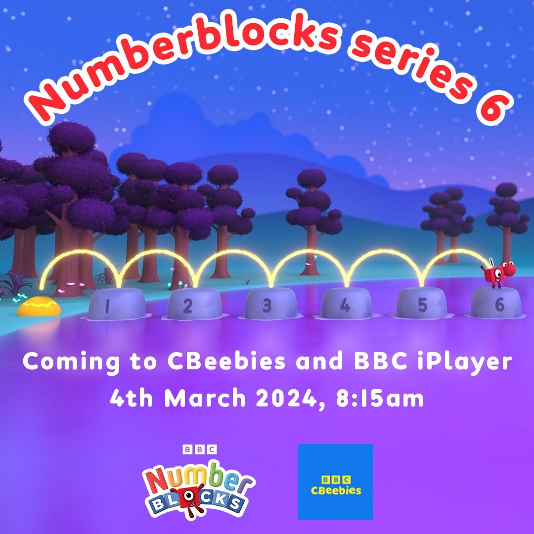 🥁 Drumroll, please! 🥁 We're delighted to announce that the latest series of #Numberblocks will be coming to your TV screens on the 4th of March at 8:15am! 🎉 Join us as we get hands on with maths! Tune in to @CBeebiesHQ and BBC iPlayer to join the number fun!