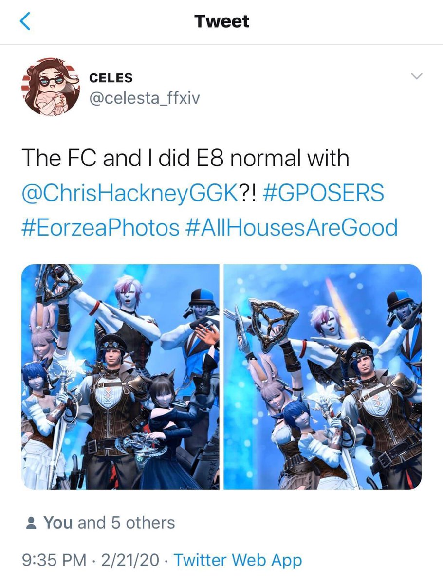 ChrisHackneyGGK's tweet photo. Throwback Thursday to that time 4 years ago clearing E8 in FFXIV where my party didn't believe I was Me. 👍 https://t.co/OO3D3SlFZY