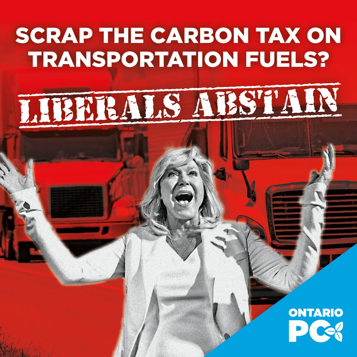 NEW: Our Ontario PC motion to scrap the carbon tax on transportation fuels has passed! But guess who refused to vote for it? Bonnie Crombie and Liberals! She’s the Queen of the Carbon Tax. She’ll cost you.