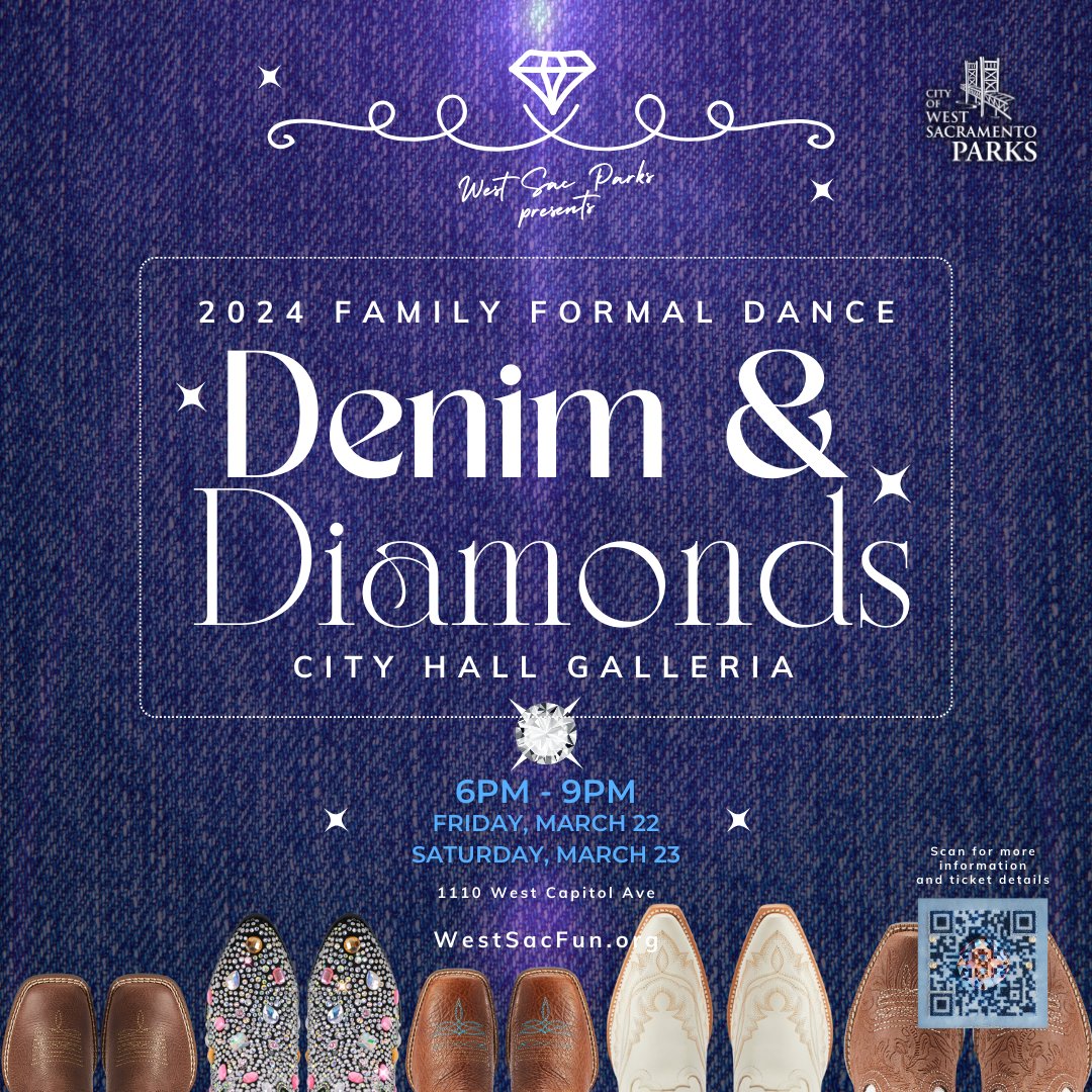 Shine bright at the Family Formal Dance: Denim &amp; Diamonds. March 22 &amp; 23 <a href="/cityofwestsac/">West Sacramento</a>
cityofwestsacramento.org/Home/Component…