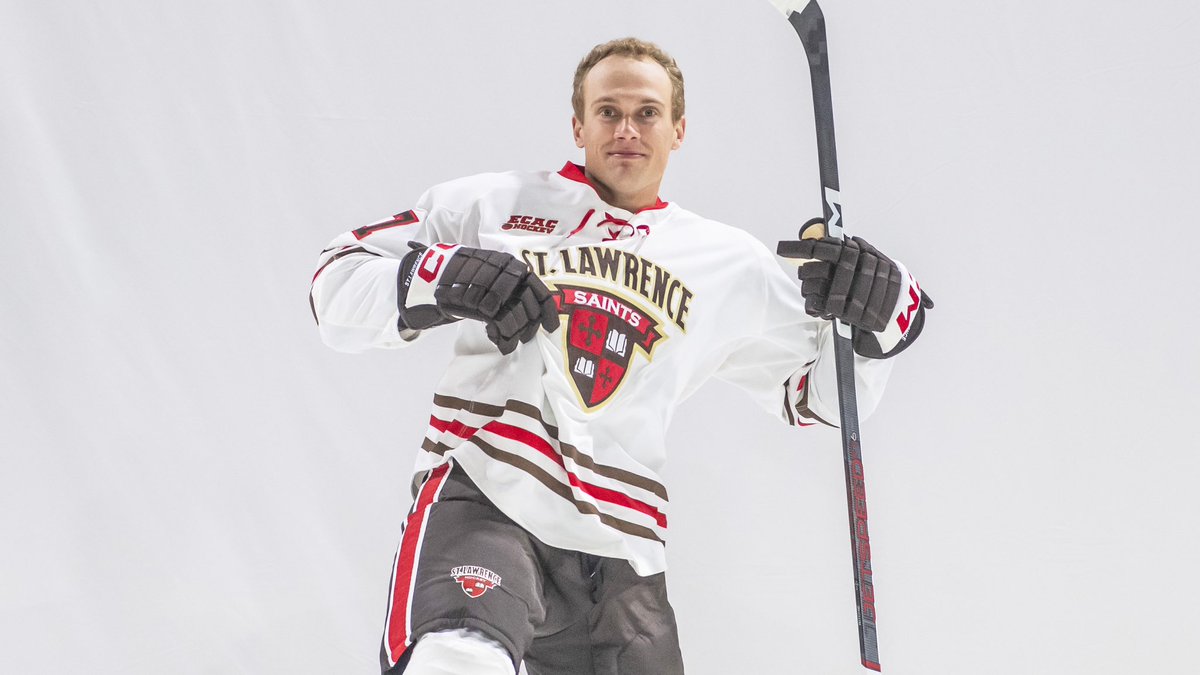 SkatingSaints's tweet photo. Skating Saints’ Senior Spotlight
 
#27 Logan Ritchie | Forward | O’Fallon, Mo.
 
Favorite NHL Team: St. Louis Blues
Favorite SLU Memory: 2021 ECAC Championship
Favorite Athlete Growing Up: Pavel Datsyuk
Favorite Visiting Rink: Lynah
Favorite Professor: Ed Harcourt
Favorite Class: Electronics Lab
 
Join us this weekend at Appleton as we celebrate this year’s senior class! #herewegoSAINTS