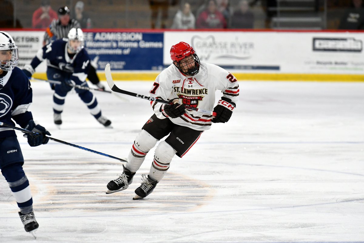 SkatingSaints's tweet photo. Skating Saints’ Senior Spotlight
 
#27 Logan Ritchie | Forward | O’Fallon, Mo.
 
Favorite NHL Team: St. Louis Blues
Favorite SLU Memory: 2021 ECAC Championship
Favorite Athlete Growing Up: Pavel Datsyuk
Favorite Visiting Rink: Lynah
Favorite Professor: Ed Harcourt
Favorite Class: Electronics Lab
 
Join us this weekend at Appleton as we celebrate this year’s senior class! #herewegoSAINTS