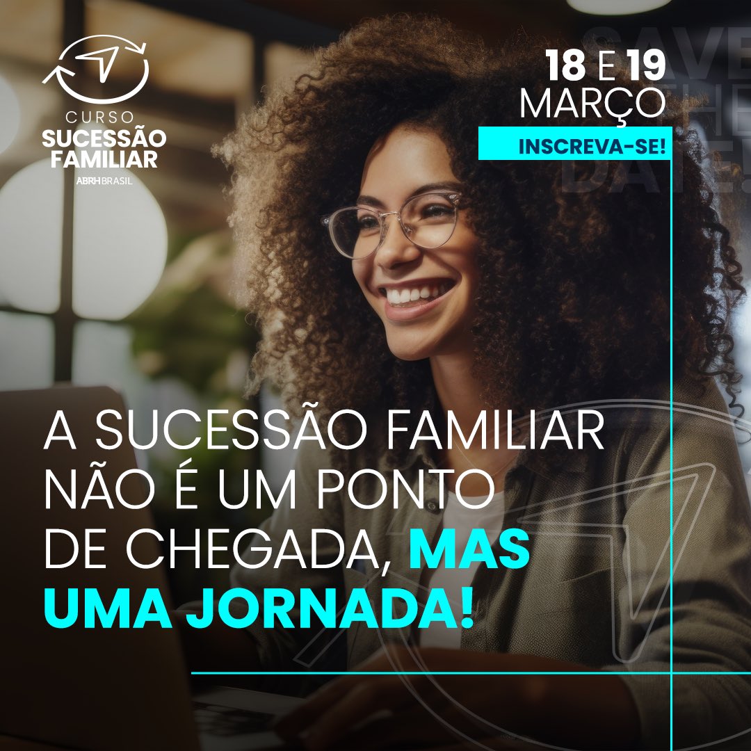 Entenda que a sucessão familiar é uma jornada, não um destino! Aprofunde seus insights, desenvolva habilidades práticas e expanda sua rede. Prontos para o próximo passo? Inscreva-se e invista na sua carreira e na saúde das organizações que você apoia. abrhbrasil.org.br/csf/