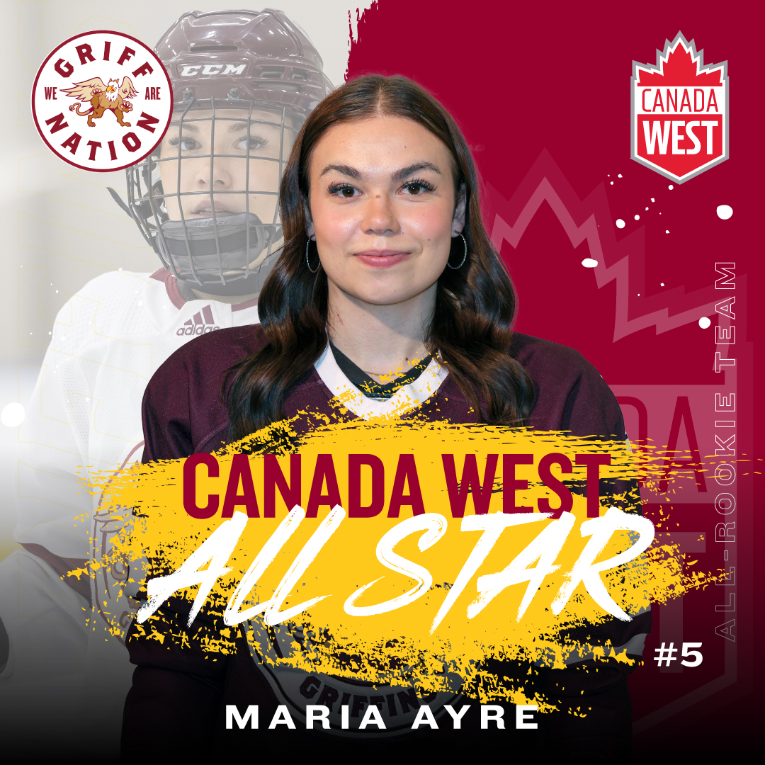W🏒| ALL-ROOKIE Maria Ayre makes history as the first in @MacEwanHockey history to be recognized on one of @CanadaWest's all-star teams after being selected to the 2023-24 All-Rookie squad. #GriffNation STORY➡️macewangriffins.ca/sports/wice/20…
