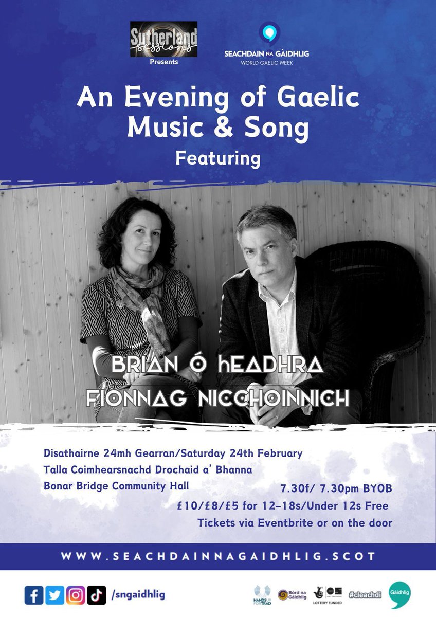 Sutherland Sessions (@suthsessions) on Twitter photo We're delighted to be taking part in Seachdain na Gàidhlig <a href="/sngaidhlig/">Seachdain na Gàidhlig</a>. Our celebration of Gaelic music and song in Bonar Bridge on 24th Feb features @BrianO_FionnagN <a href="/CChaimbeul/">Ciorstaidh Chaimbeul</a> and Eòghan Stiùbhart.
#gaidhlig #seachdainnagàidhlig #cleachdi #gaelic #sutherland #cataibh #ceòl We're delighted to be taking part in Seachdain na Gàidhlig <a href="/sngaidhlig/">Seachdain na Gàidhlig</a>. Our celebration of Gaelic music and song in Bonar Bridge on 24th Feb features @BrianO_FionnagN <a href="/CChaimbeul/">Ciorstaidh Chaimbeul</a> and Eòghan Stiùbhart.
#gaidhlig #seachdainnagàidhlig #cleachdi #gaelic #sutherland #cataibh #ceòl