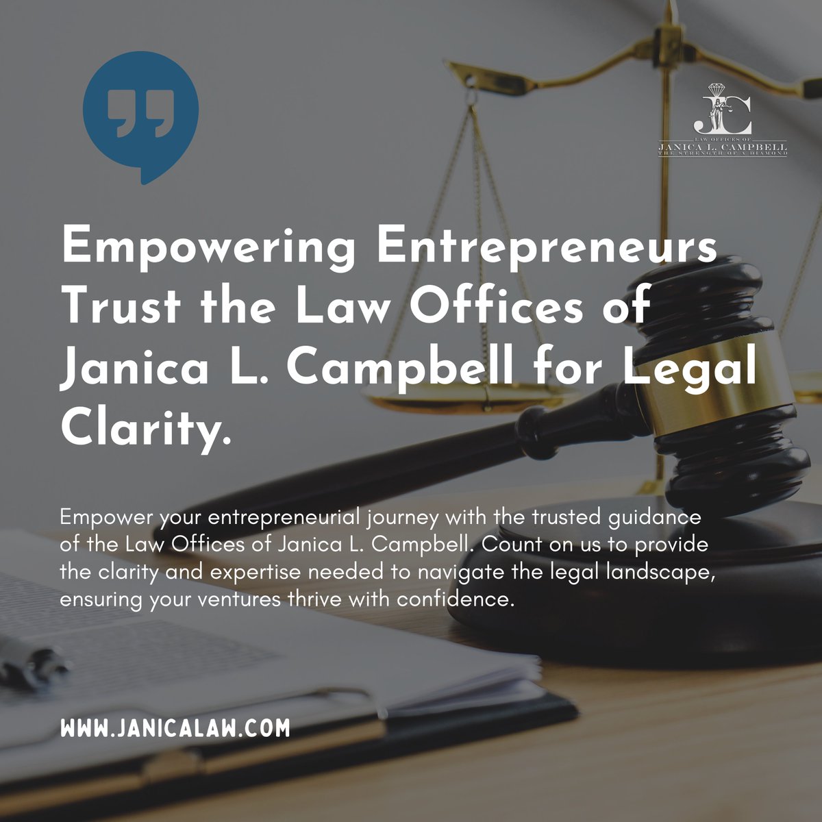 JanicaLAW's tweet image. 🌟 Empowering Entrepreneurs Trust the Law Offices of Janica L. Campbell for Legal Clarity 🌟

Ready to embark on your entrepreneurial journey? 🚀 Let the Law Offices of Janica L. Campbell be your guiding light! 💼

#SoaringWithLegalSupport #janicalaw #LegalClarity #BusinessLaw