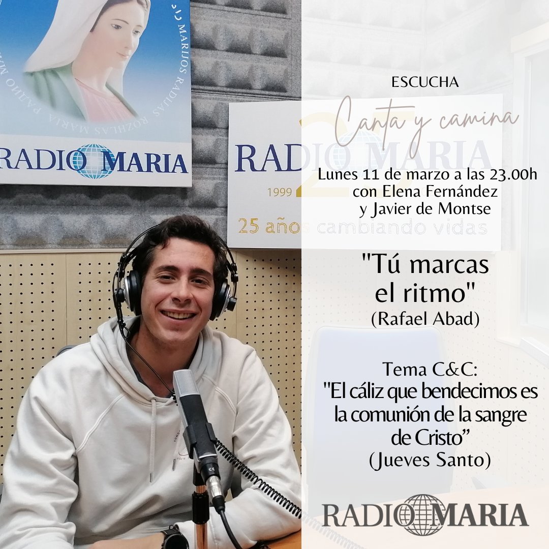 ¡Hola, hola! Esta noche tenemos un magnífico programa, con el Seminario Diocesano de Getafe y @poverellacm. ¡No os lo perdáis! Un abrazote y que Dob+ @jovenes_rmaria @djuventudgetafe @ObispoGines @DiocesisGetafe #RadioMaría #Música #Vocación #Seminarista #SemanaSanta #JuevesSanto