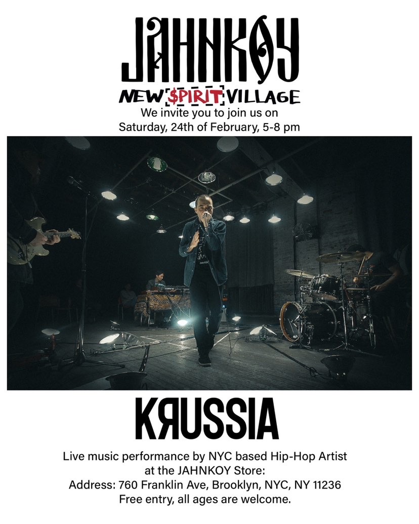 This Saturday - Feb 24 - Live at Jahnkoy "New Spirit Village"  5-8pm - 760 Franklin Ave, BK, NYC