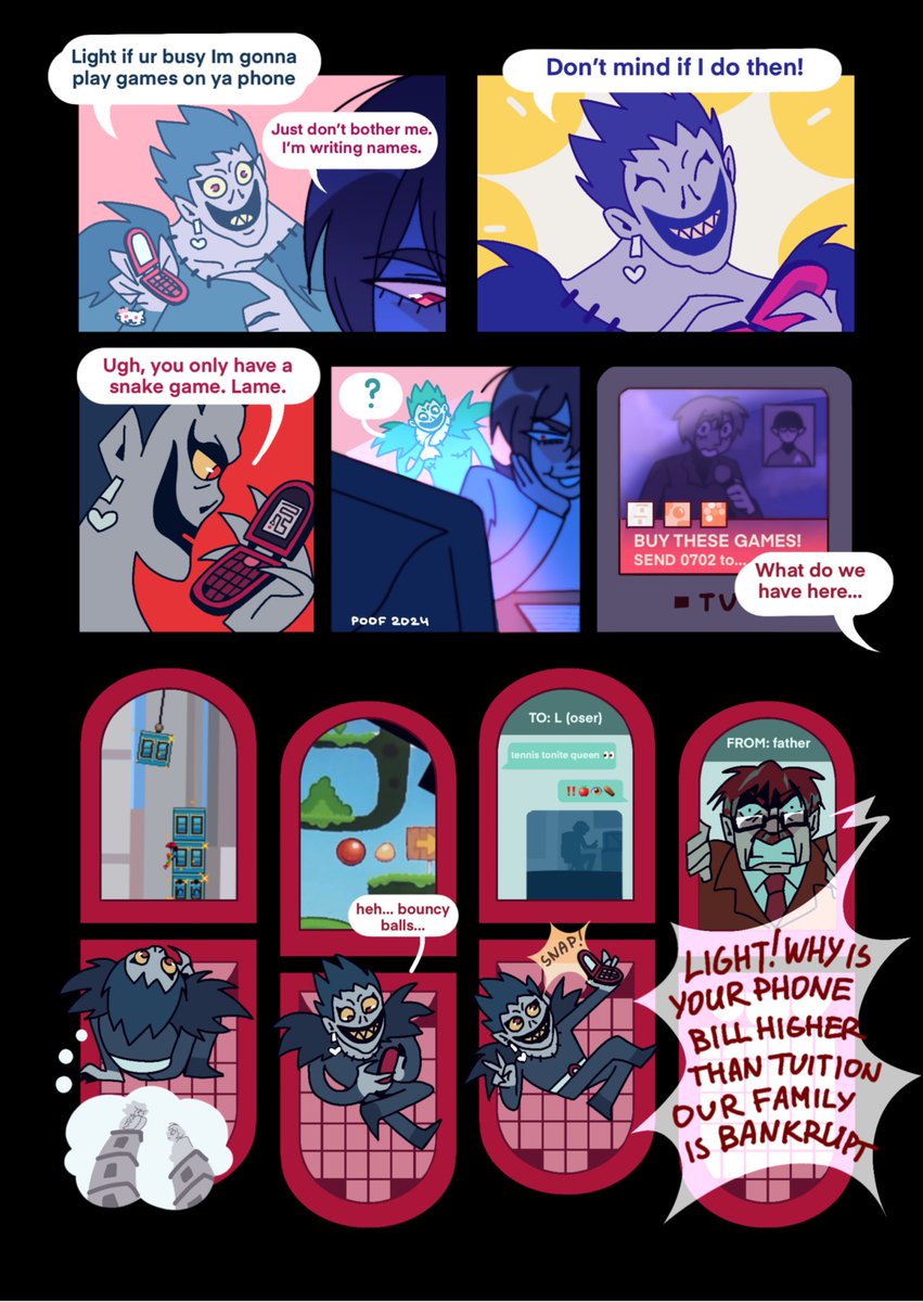 poofmalyakaet's tweet image. poor Ryuk didn’t know mobile games costed an arm and leg back then…