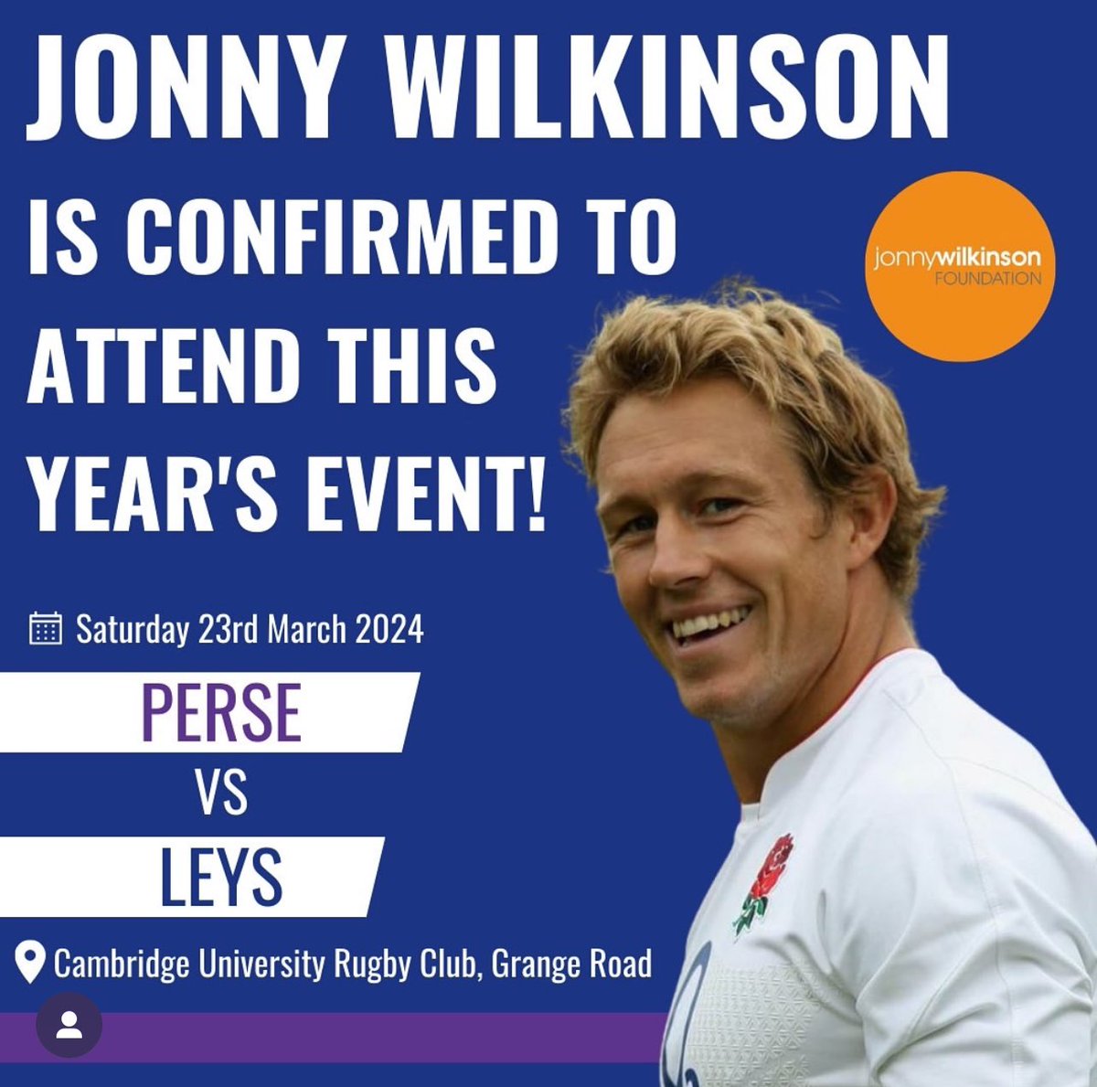 This year’s Tommy Dan memorial game will take place on Saturday 23rd March at @CURUFC ! Tickets are on sale now with proceeds going to the @JonnyWilkinsonF Please visit the website for more information! tommydannmemorialmatch.com/tickets 🏉 💜💙
