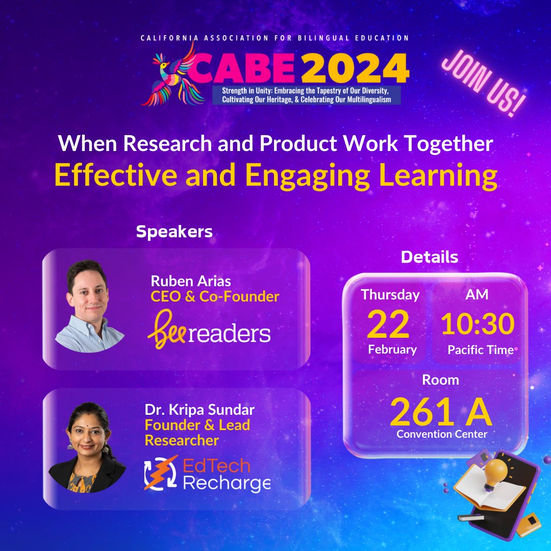 BeeversoOficial's tweet photo. Join us TODAY and discover how BeeReaders can generate impactful and measurable learning!

@CABEBEBILINGUAL 
#CABE2024 https://t.co/j6aCniaaXA