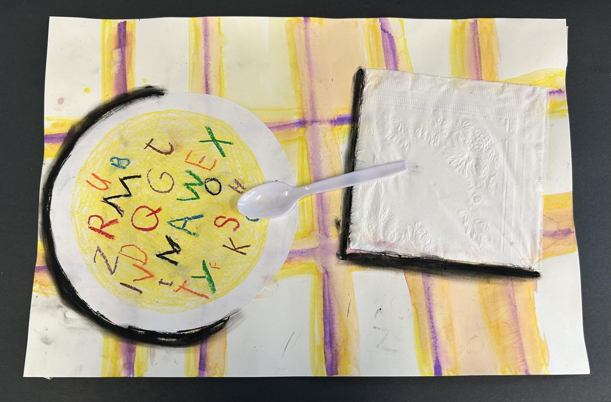 I am LOVING these "alphabet soup," first grade art projects! The students learned about Jasper Johns and compared/contrasted artwork. Practiced writing letters with pastel. The students were introduced to the art element, value. Then we finished by learning about shadows. 😁
