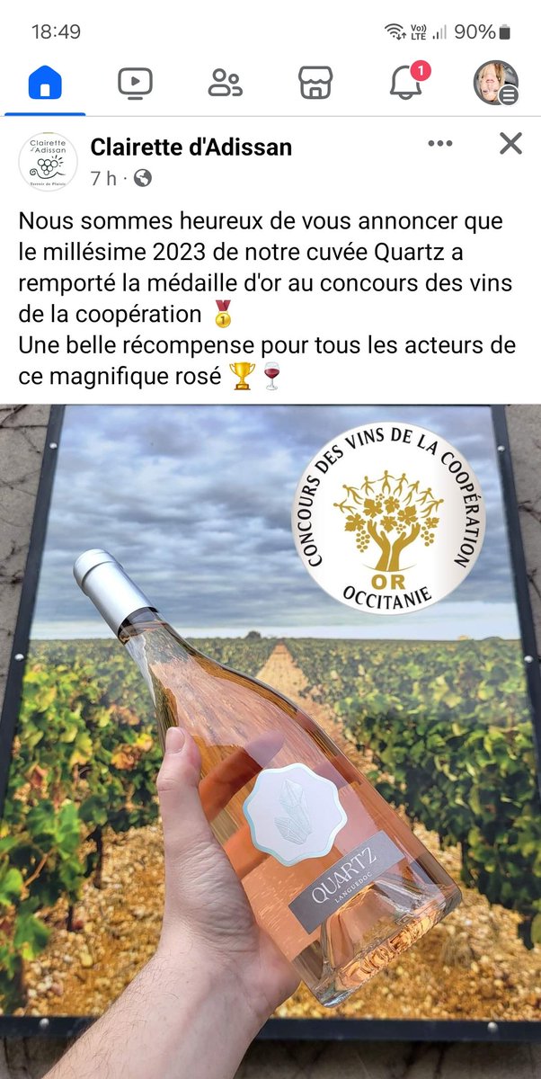 Toutes mes félicitations à la Clairette d'Adissan !