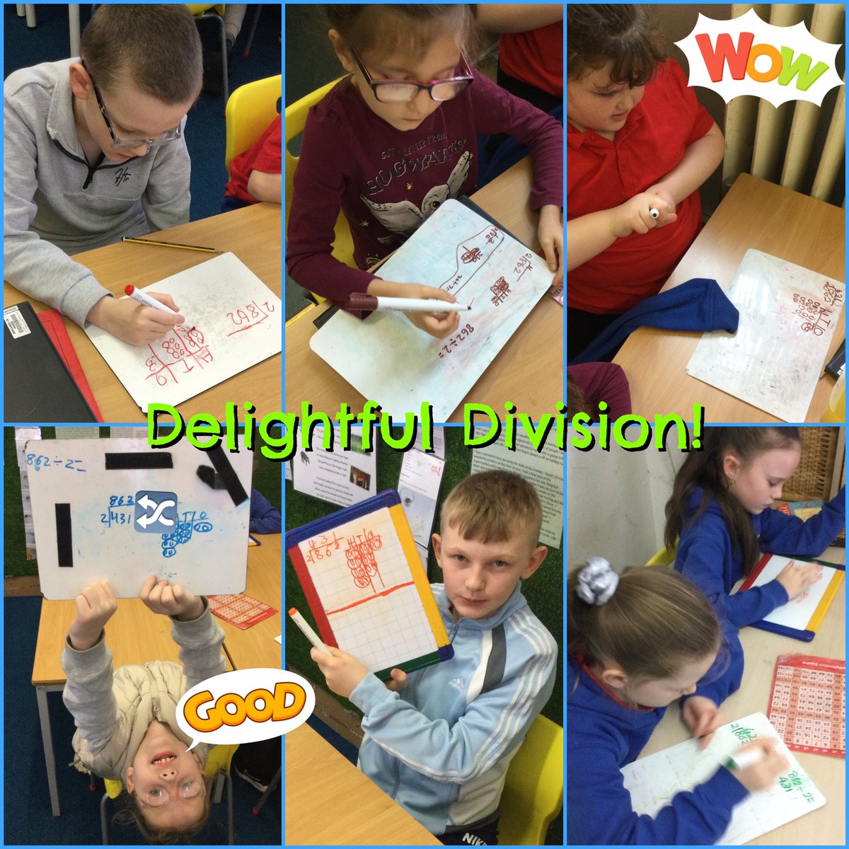 We’ve been practising our dividing skills a lot in #DosbarthEira recently. We’ve used the short ‘bus stop’ method along with pictures of counters to help us (we’ve practised with real counters too!) Now onto fractions! 🙌➗😁 @Phip_Primary #phipnum