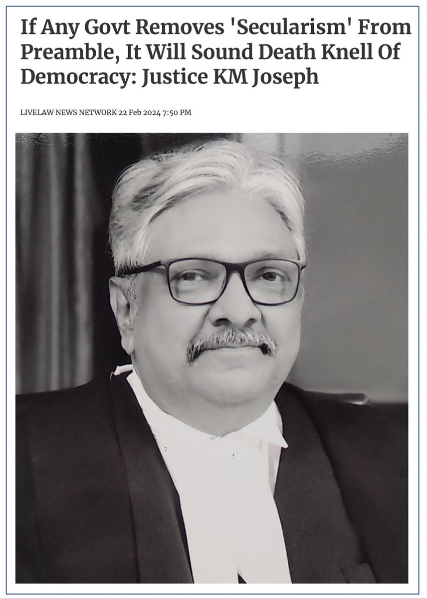 ARanganathan72's tweet photo. So India was not a Democracy till the autumn of 1976 when the word Secular was inserted in our preamble during the Emergency. https://t.co/Fj2y92HoXA